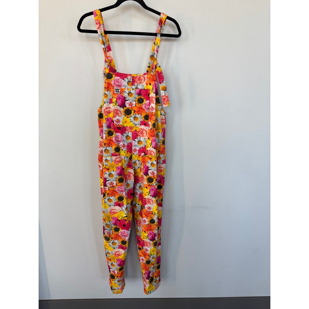 Lucy & Yak Floral Print Organic Cotton Overalls Dungarees Yellow Pink US 6R